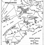 Kaart met polders in de Baai van Fundy
