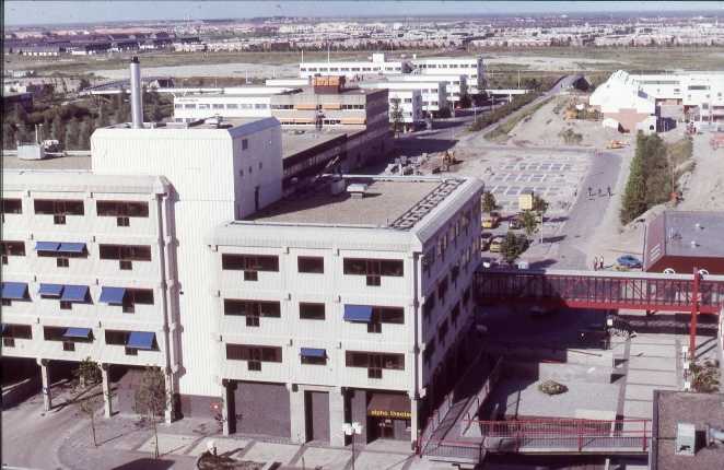 Lelystad gezien vanaf het Smedinghuis, het kantoor van de Rijksdienst voor de IJsselmeerpolders, 1978