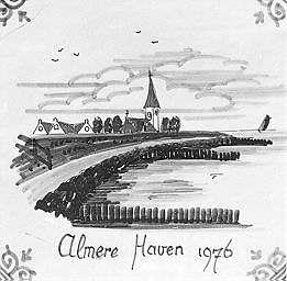 Gedenktegel, aangeboden aan de eerste bewoners van Almere Haven.
