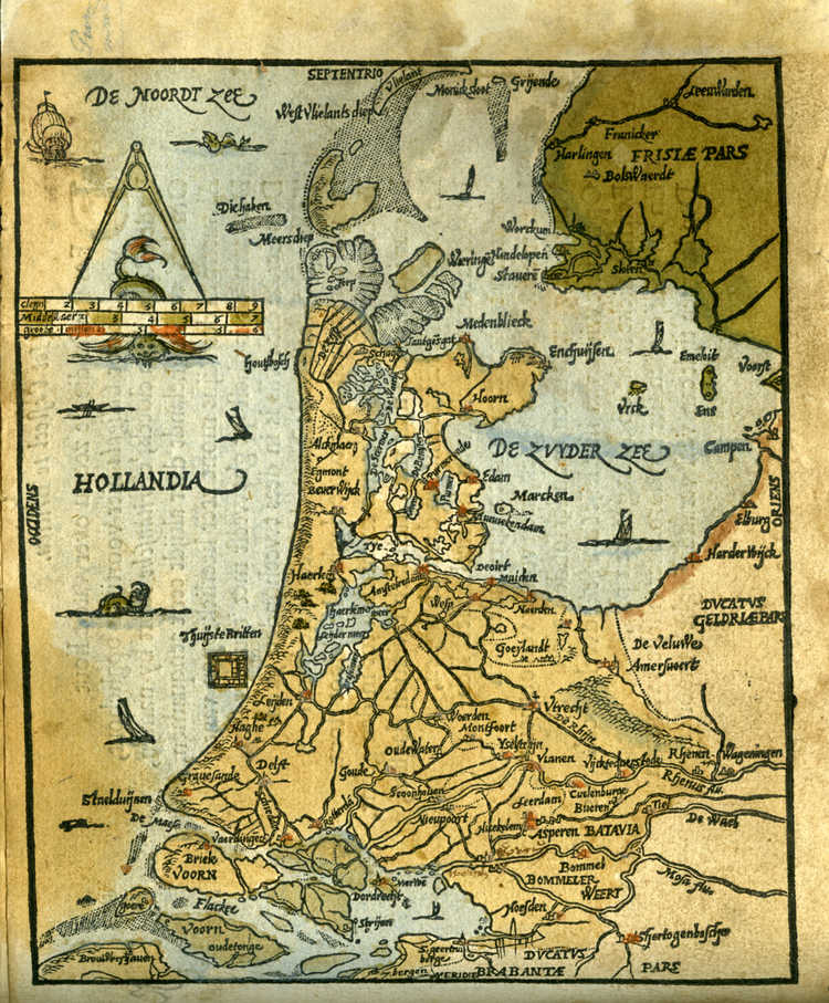 Kaartje van de Zuyderzee, zoals afgebeeld in Den Nederlandtschen Landtspiegel in ryme gestelt
