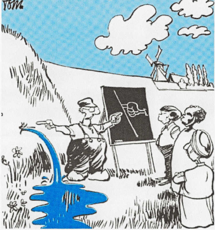 Cartoon van Tom in verband met het symposium Polders in the World Lelystad 1982